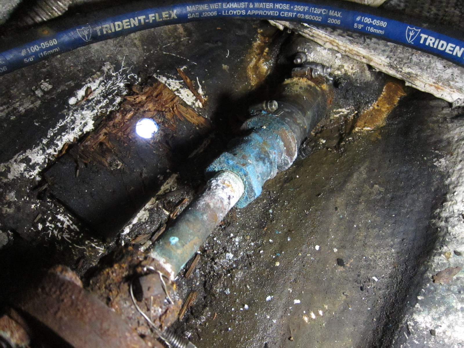 Raw water thru-hull seacock removed.